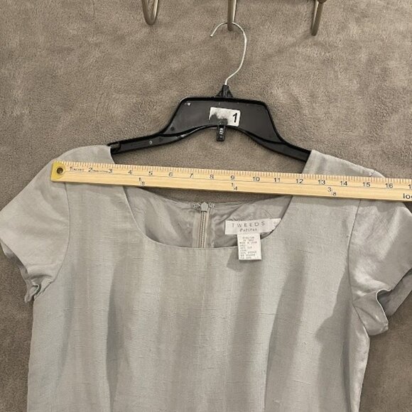 Raw Silk Tweeds Dress Womens 6P Gray Short Sleeve Fitted Sheath Petites Classic - Picture 7 of 13